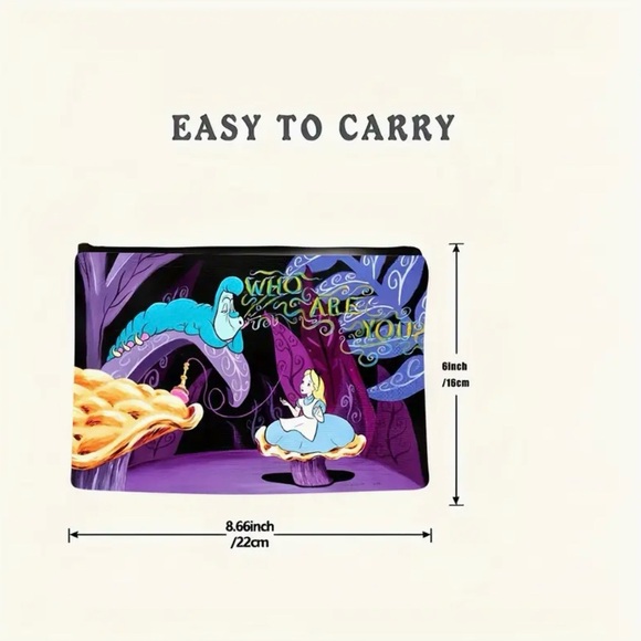 Caterpillar "Who Are You?" Design Wonderland Fantasy Cosmetic Toiletry Bag New - Picture 6 of 7